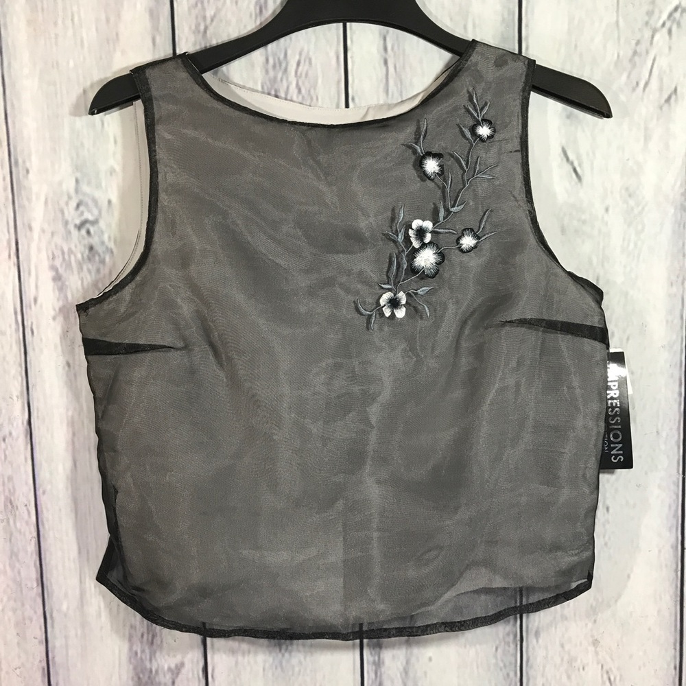 Impressions NWT Fancy Embroidered Sheer Lined Top